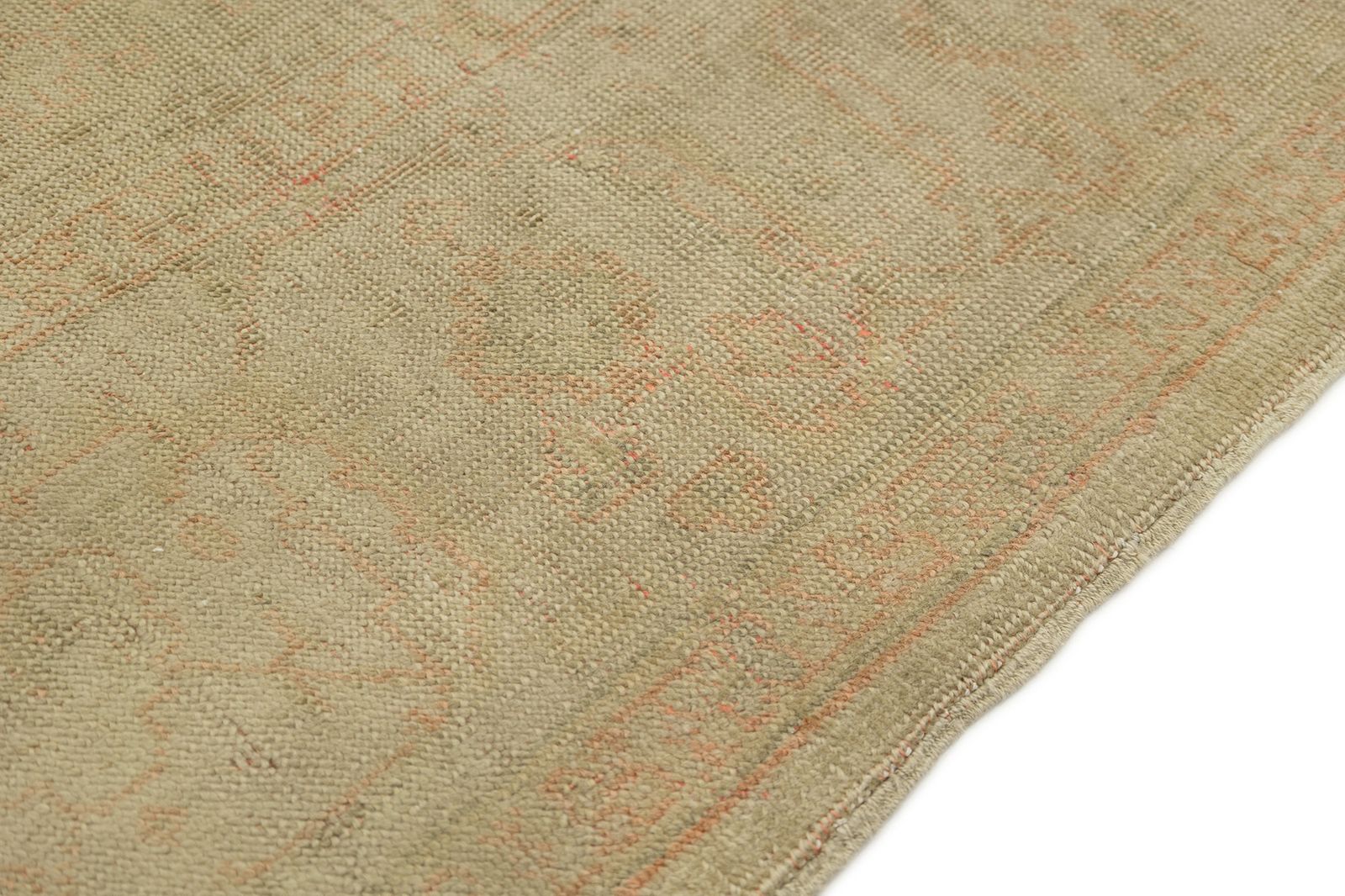 Antiek Turks Oushak tapijt, beige, 340 × 258 cm, ca. 1900s photo vinterior