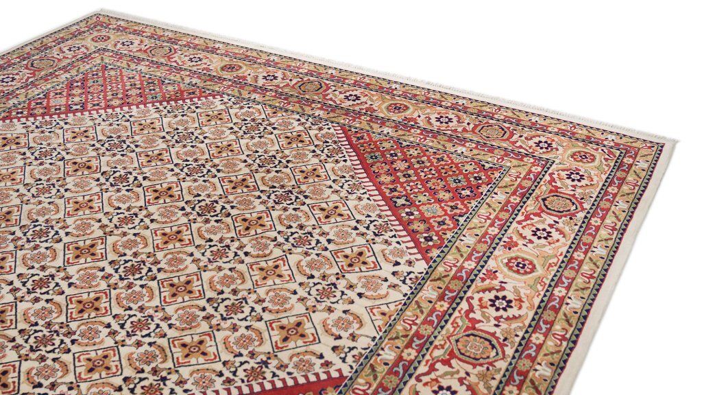Vintage Chinees handgeknoopt vierkant tapijt, 259 × 259 cm, ca. jaren 1990 photo Textiel