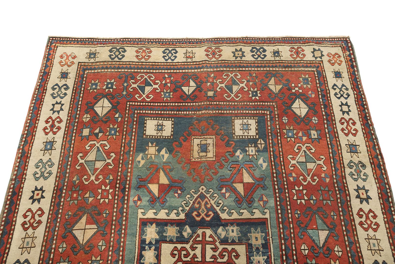 Antiek Kaukasisch Kazak tapijt, 260 × 182 cm, ca. 1900 photo Textiel