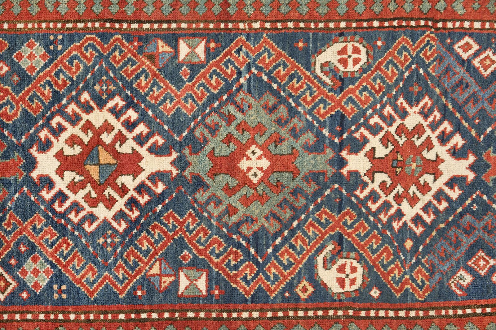 Antique Caucasian Kazak Rug, Deep Red, 227 × 127cm, 19th Century photo buy