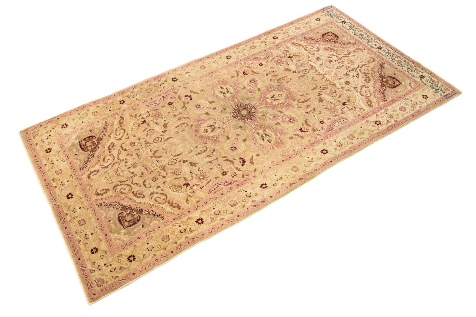 Antiek Indiaas Amritsar-tapijt, 244 × 124 cm, ca. jaren 1920 photo for sale