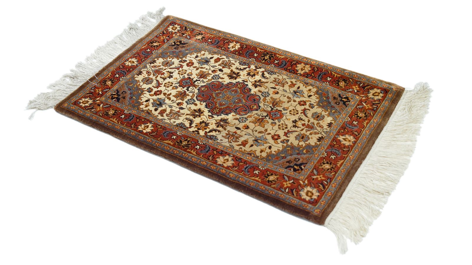 Handgeknoopt Chinees zijden tapijt, 94 × 63 cm photo furniture