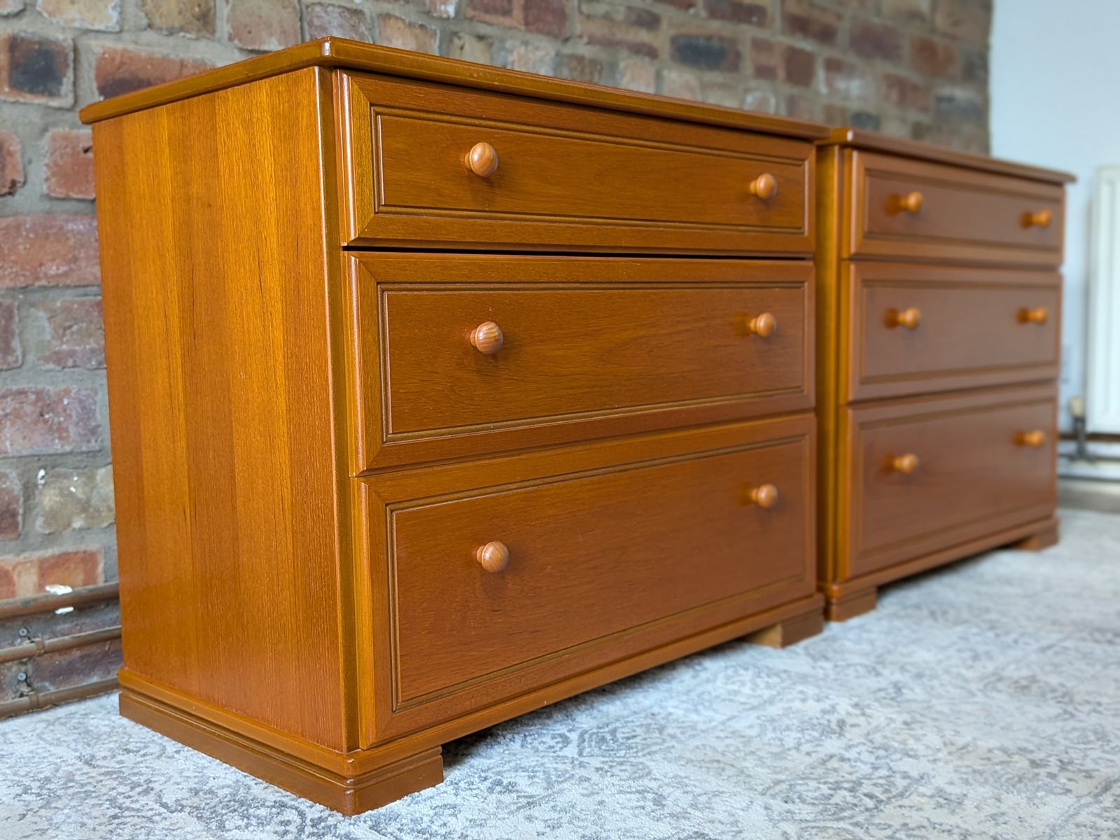 450.0 Mid Century Teak "Albany" Chests Of Drawers By Stag   A Pair photo