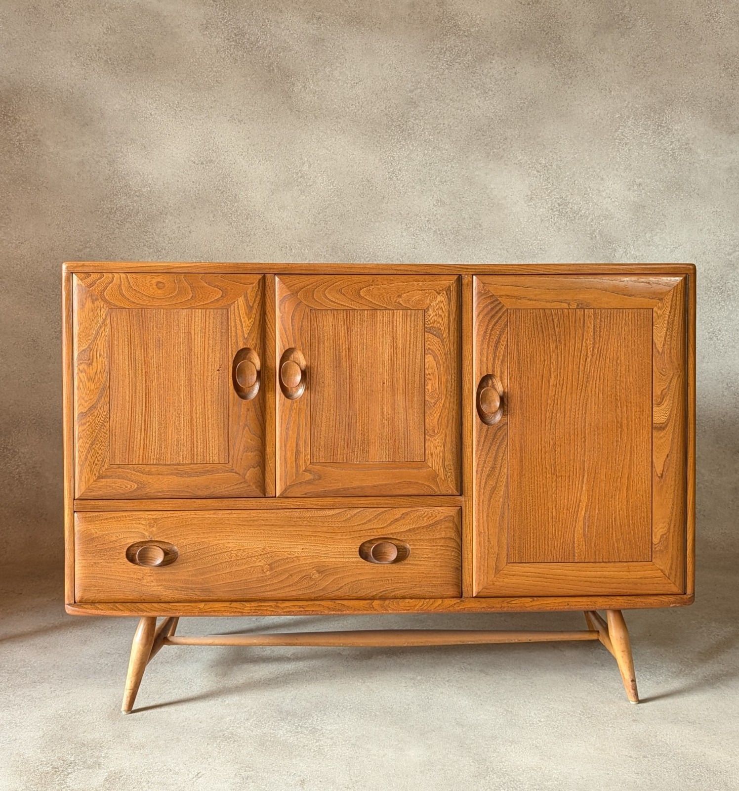 Vintage Ercol 467 Blonde Elm Windsor Sideboard 1960s photo furniture