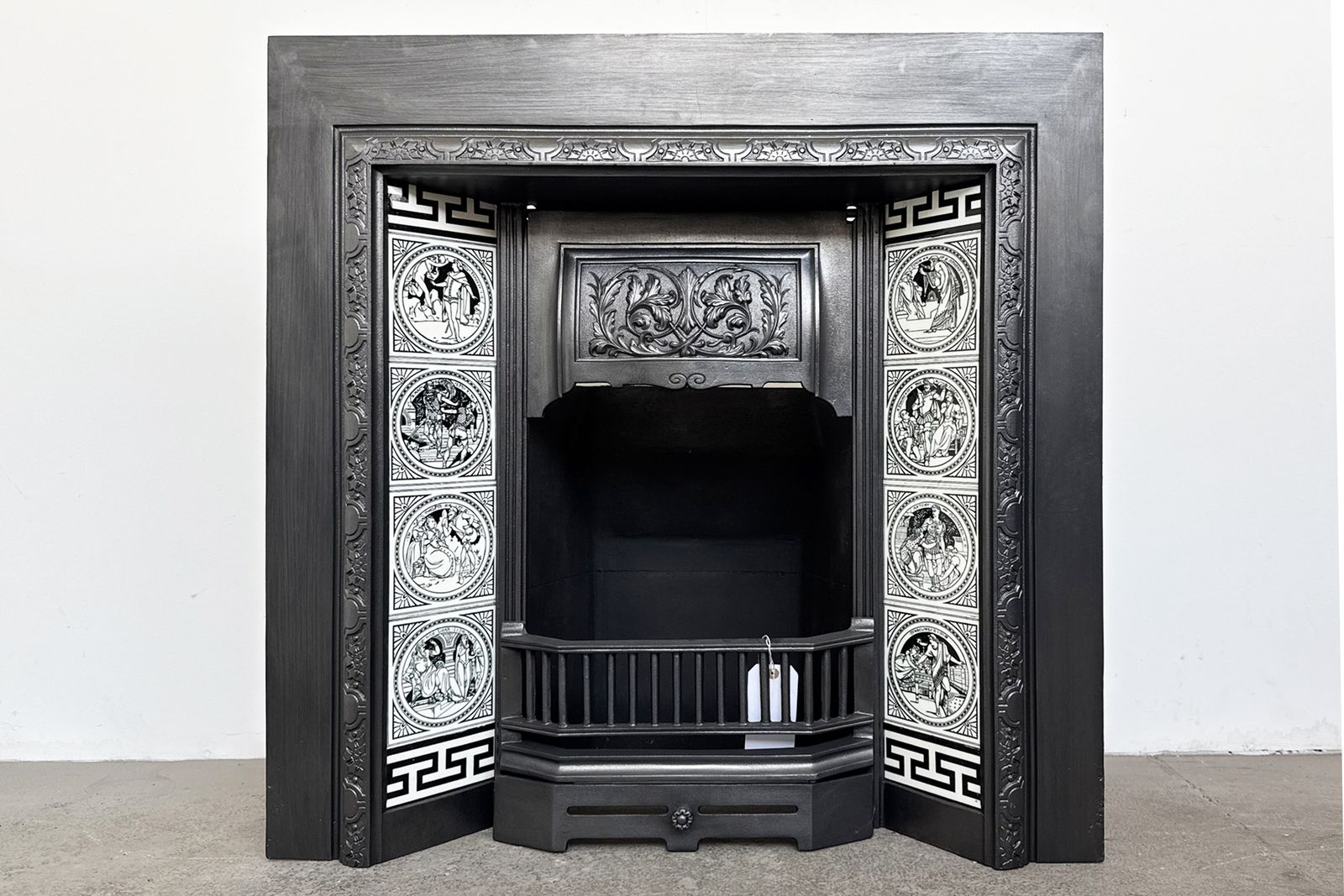 Reclaimed Victorian 19th Century Cast Iron & Tiled Fireplace Grate
