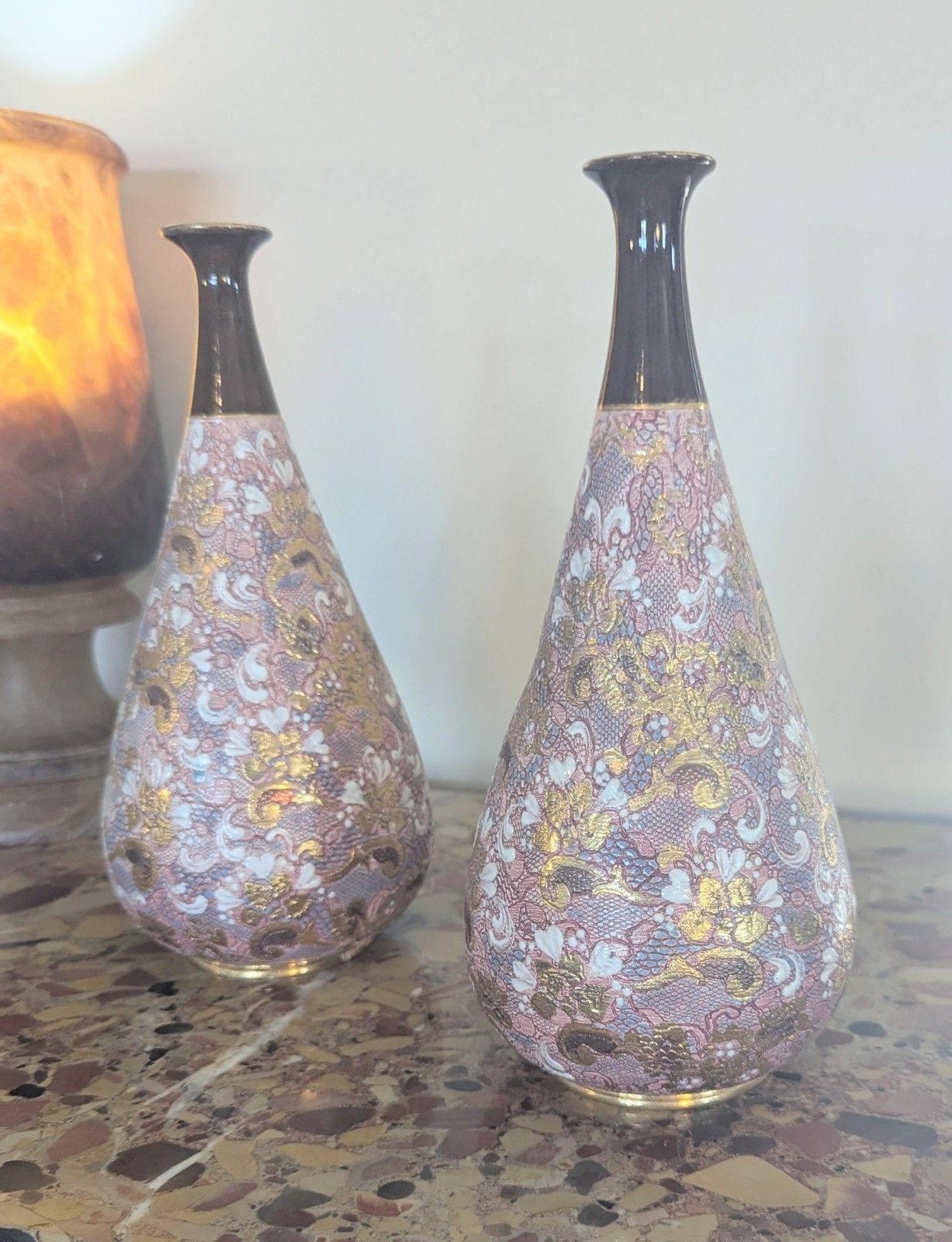 Pair Late 19th Century Doulton & Slaters Patent Hand Painted Vases  0384 photo furniture