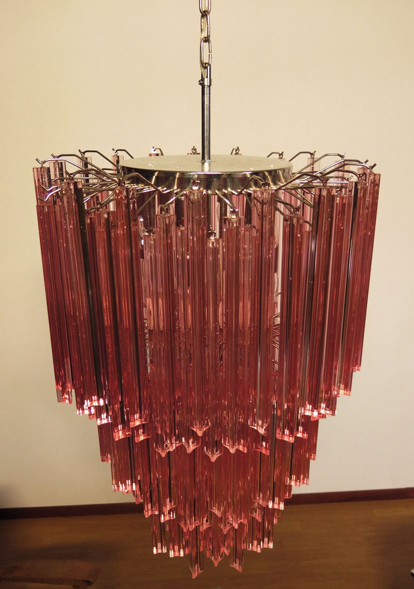 Huge Murano Chandelier Pink Triedri – 184 Prism   Mariangela Model photo 3330.0