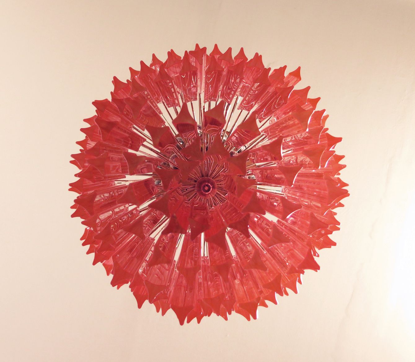 Huge Murano Chandelier Pink Triedri – 184 Prism   Mariangela Model photo buy