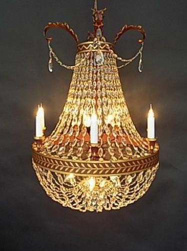 Metal & Crystal Tole Chandelier photo Lighting