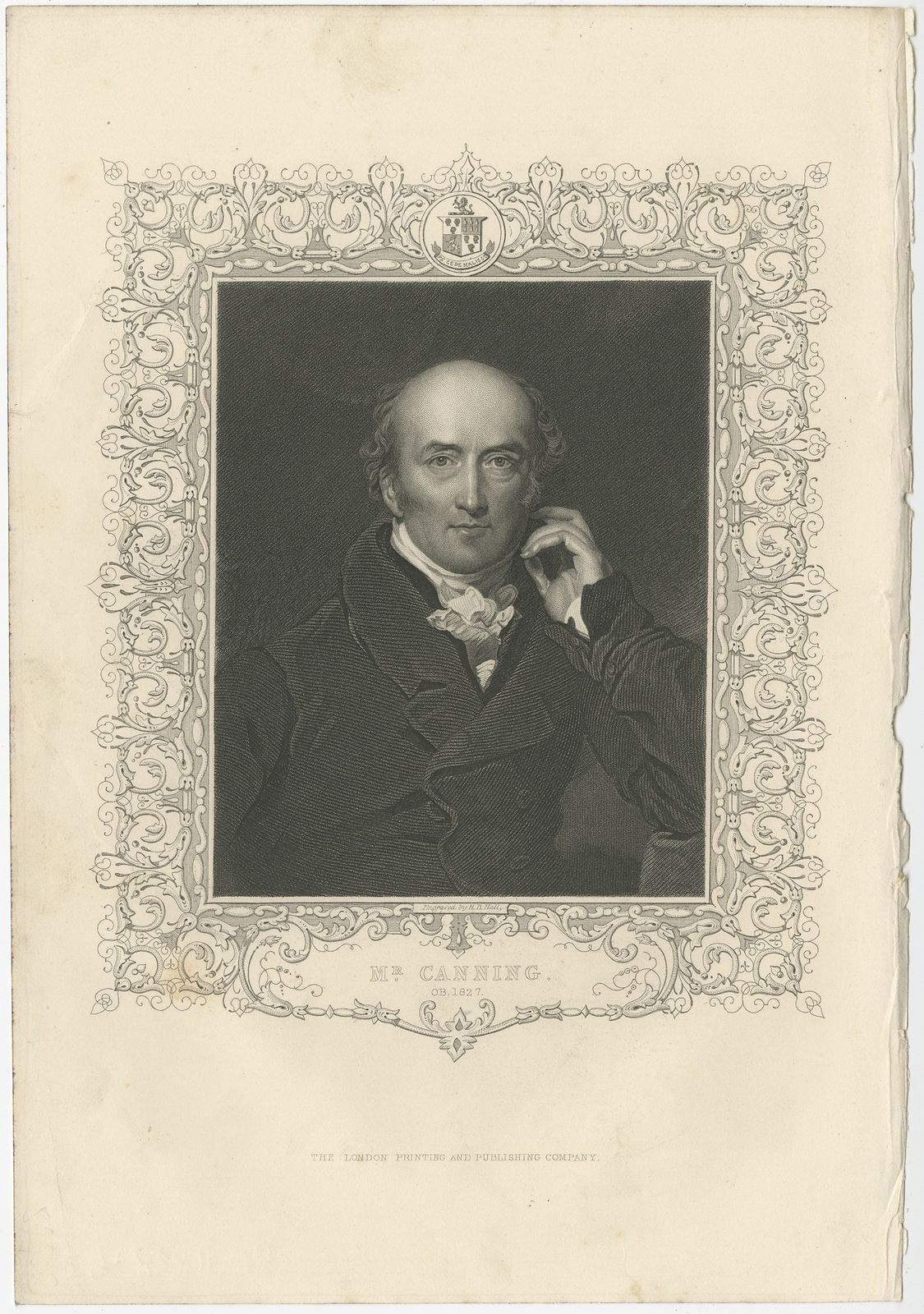 Antique Portrait Of George Canning By Hall (C.1850)