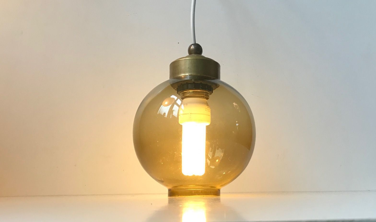 Scandinavian Smoked Glass Ball Pendant Light, 1960s photo furniture