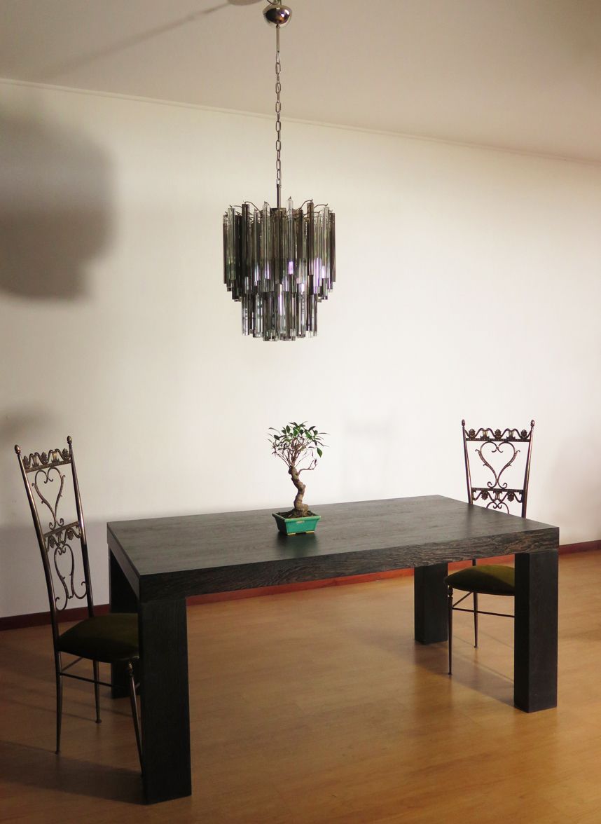 Vintage Murano Chandelier – 107 Prism Triedri   Trasparent And Smoked photo Lighting