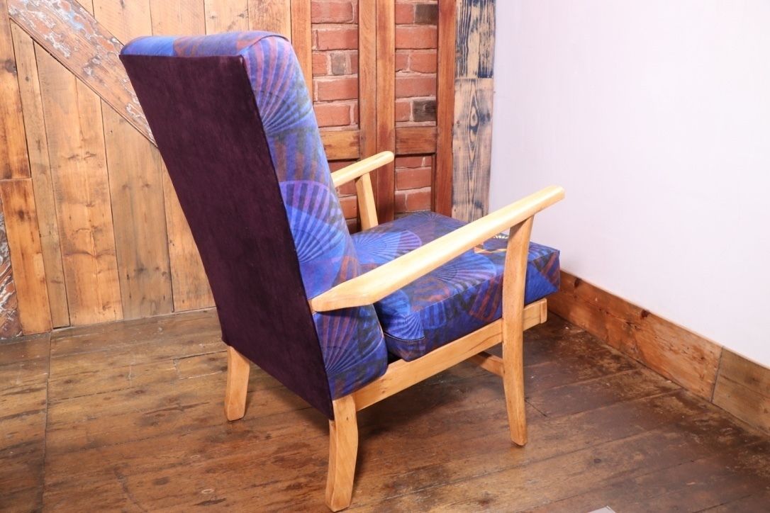 Armchair In Suede Art Deco Inspired Fabric Designed By Semper Hopkins Upholstery And Interiors photo for sale