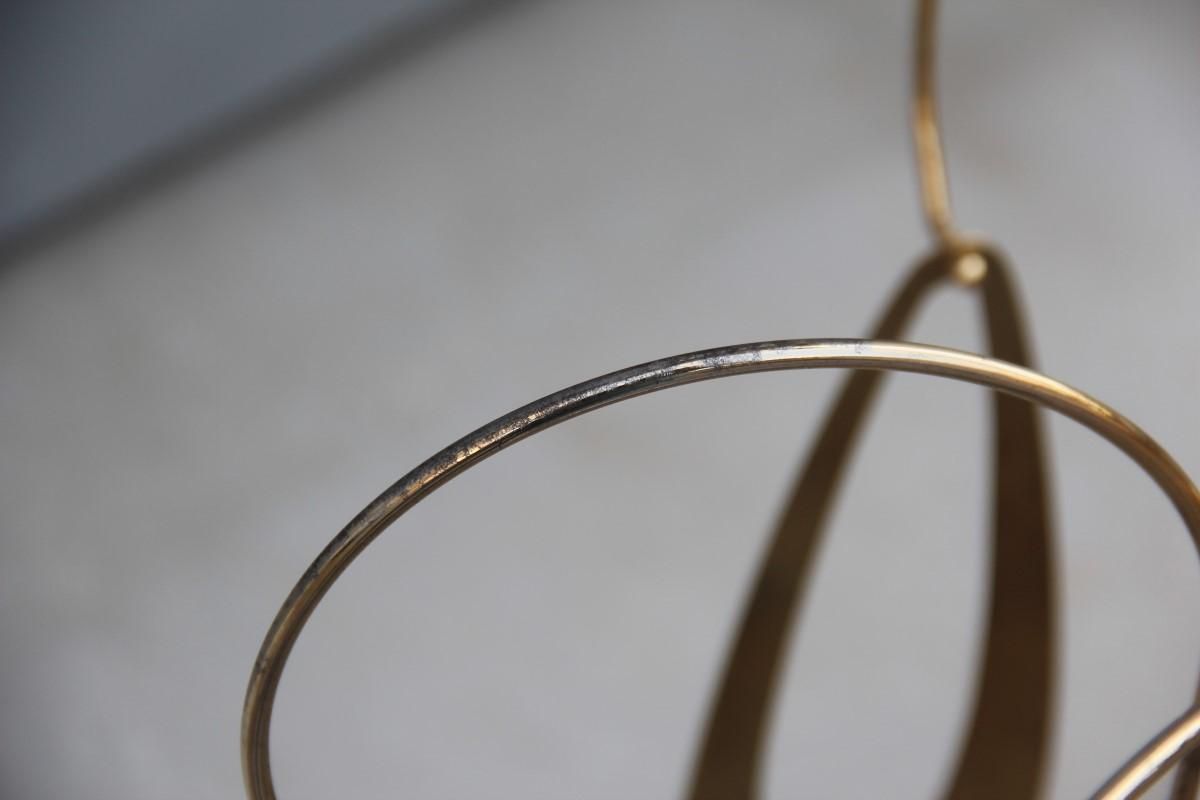 Brass Chandelier Round Brass Gold Italian Design Sculptural Minimal, 1970 photo 1656.0