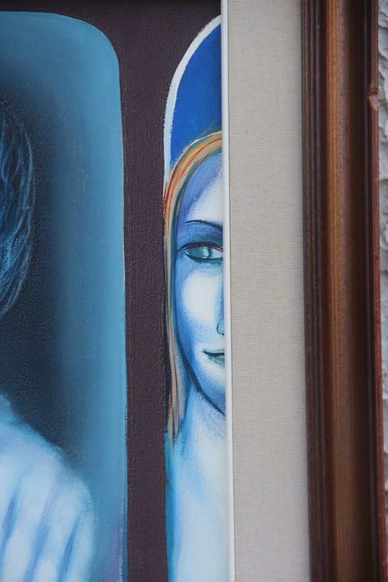Oil On Canvas Elio Pelosi Neapolitan Painter Depicting The Characters, 1971 photo for sale
