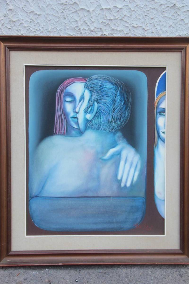 Oil On Canvas Elio Pelosi Neapolitan Painter Depicting The Characters, 1971 photo Art