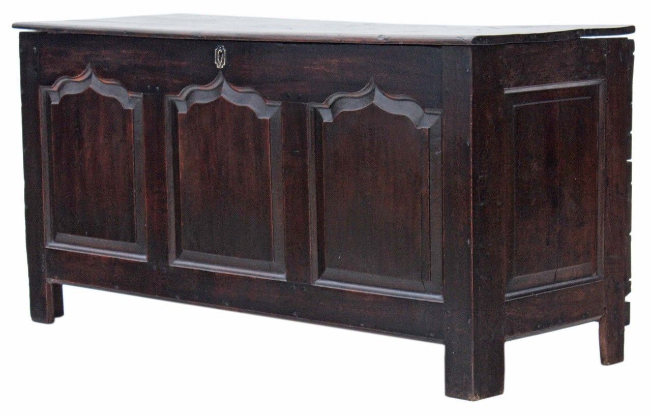 495.0 Georgian 3 Panel Oak Mule Chest Coffer photo