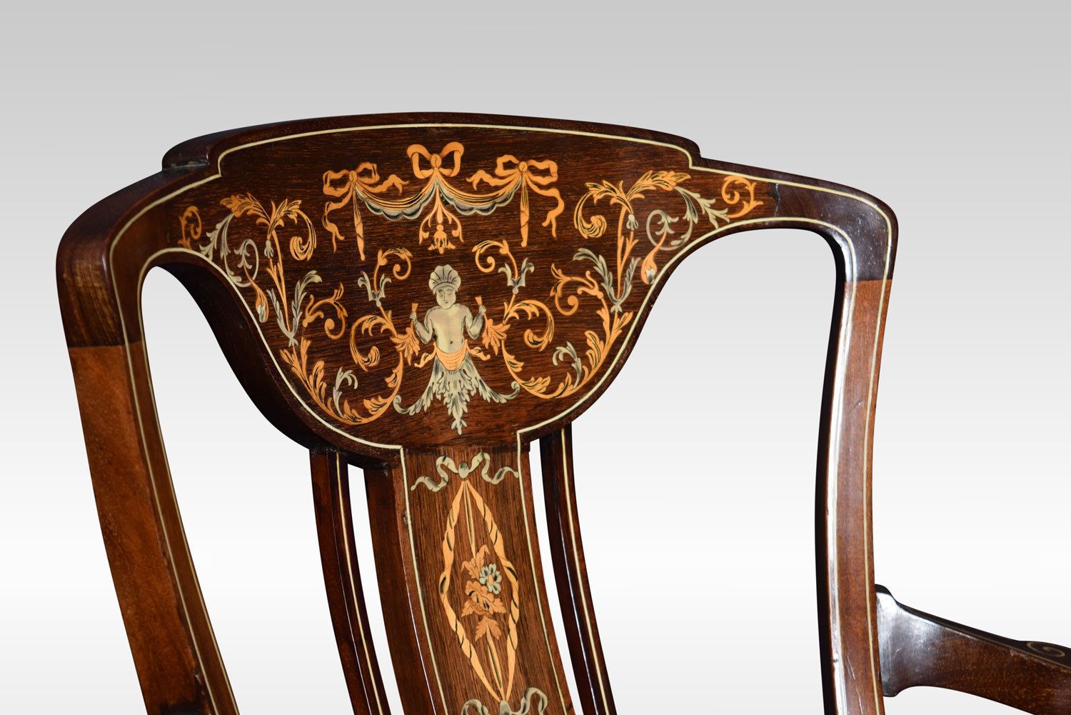 Pair Of Edwardian Rosewood Inlaid Armchairs photo vintage