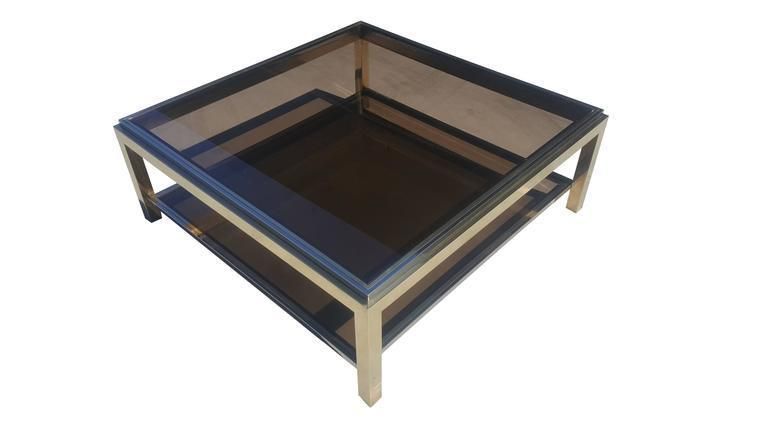 Brass And Chrome Coffee Table, Signed By Jean Charle photo furniture