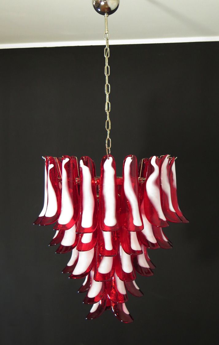 Italian Vintage Murano Chandelier   Mazzega   52 Glass Petals photo Lighting