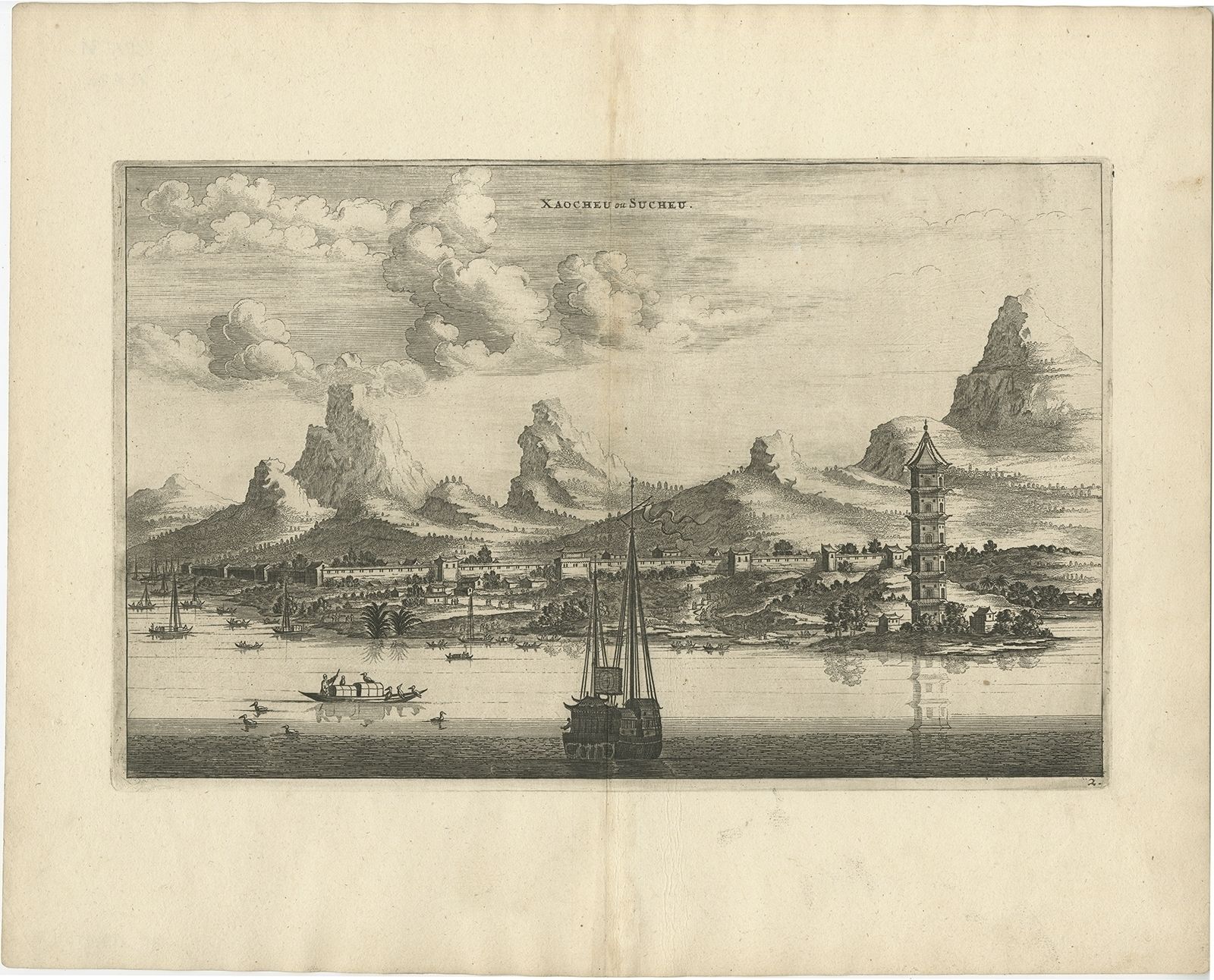 Antique Print Of The City Of Sucheu By Nieuhof (1668)