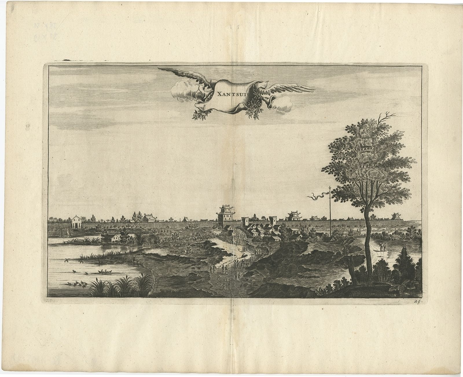 Antique Print Of The City Of Xantsui By Nieuhof (1668)