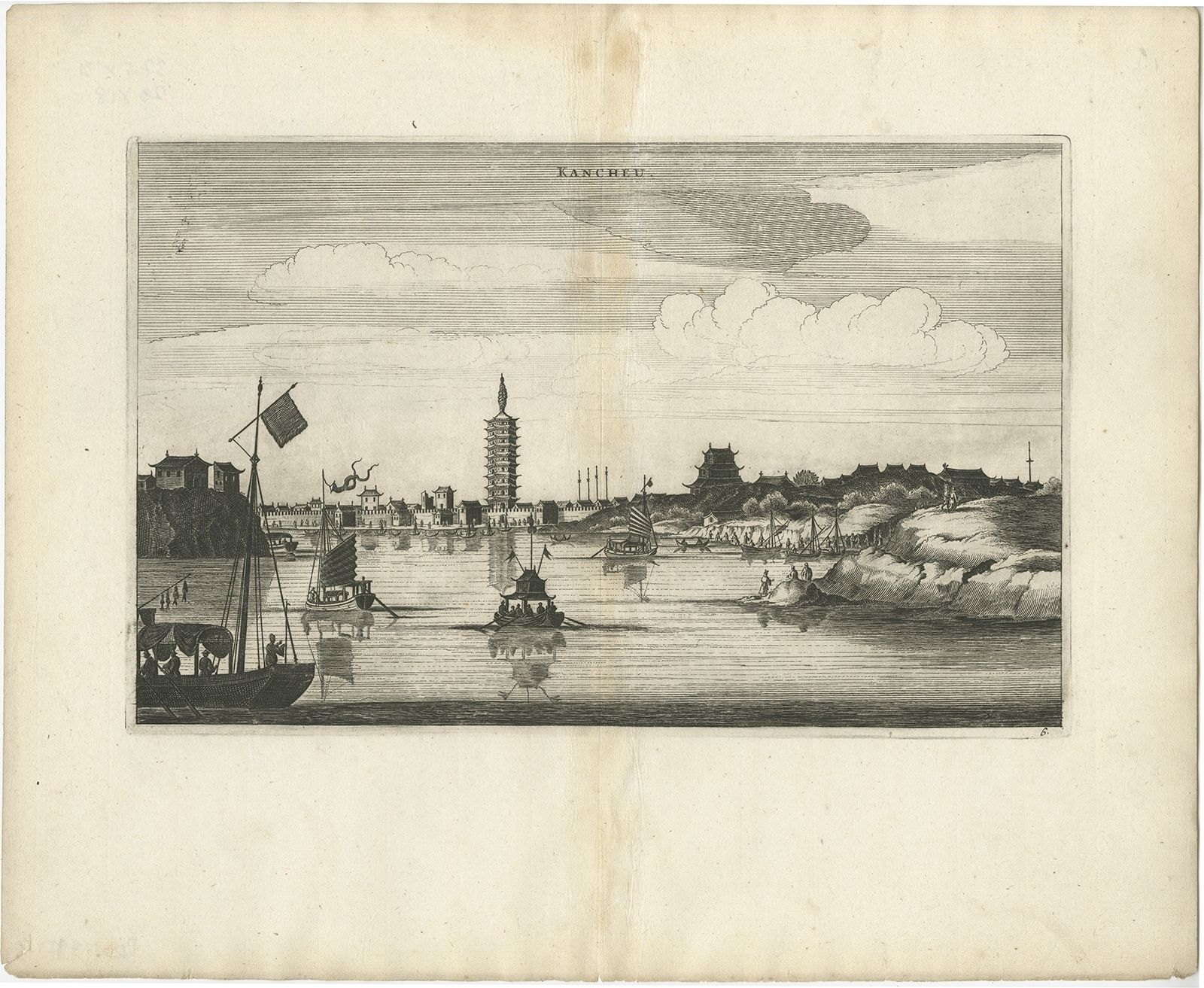 Antique Print Of The City Of Kancheu By Nieuhof (1668)