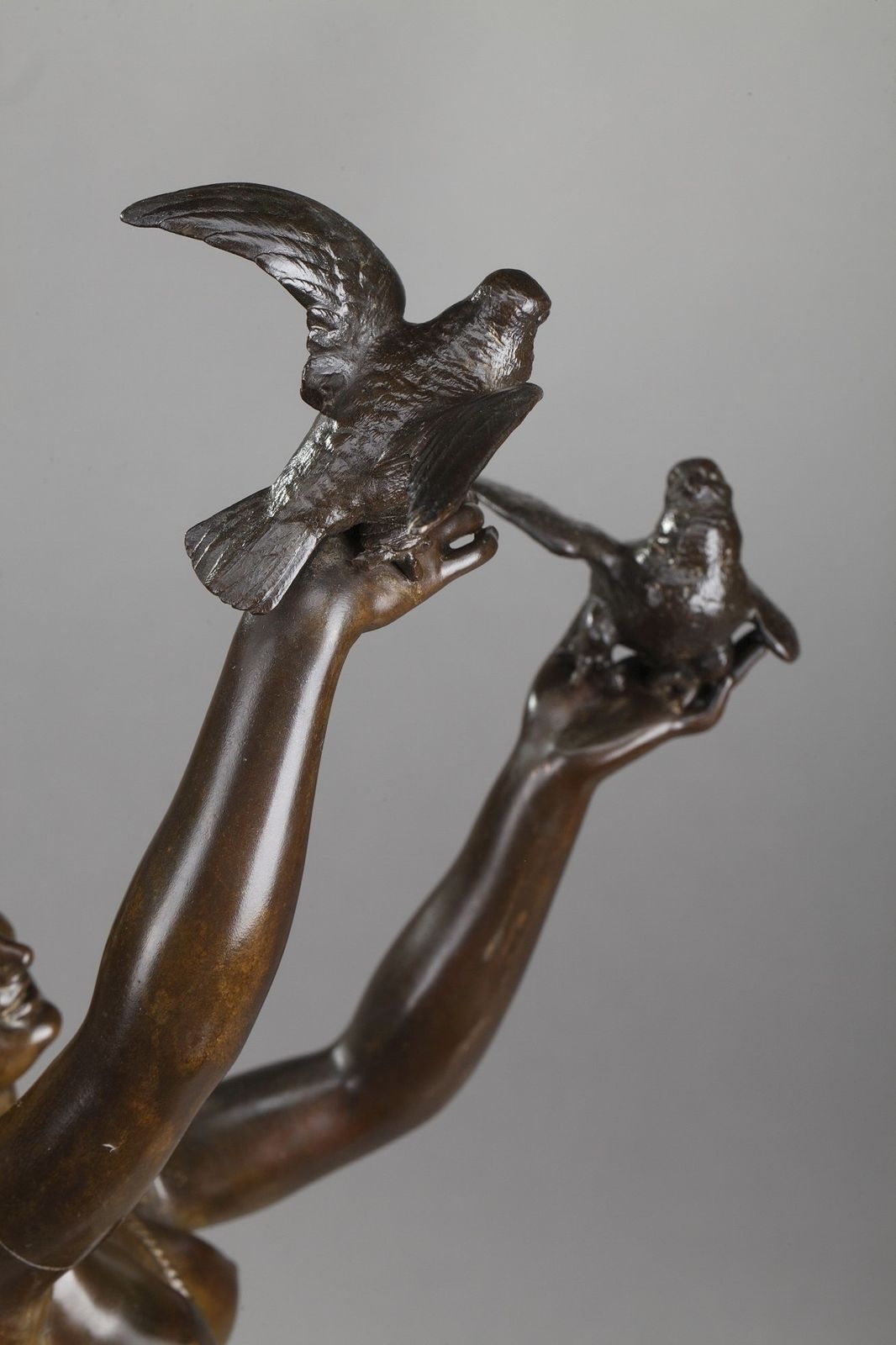 Home Decor Bronze Sculpture "Woman With Doves" By Charles Alphonse Gumery photo