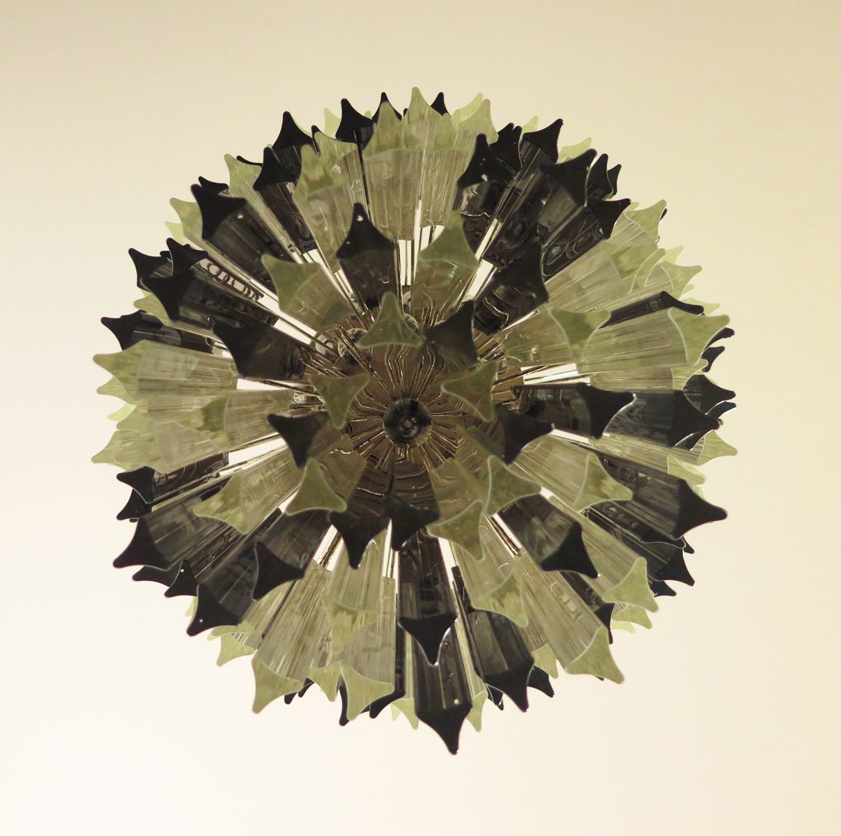 Huge Murano Chandelier Trasaparent And Smoked Triedri – 184 Prism – Mariangela Model photo Lighting