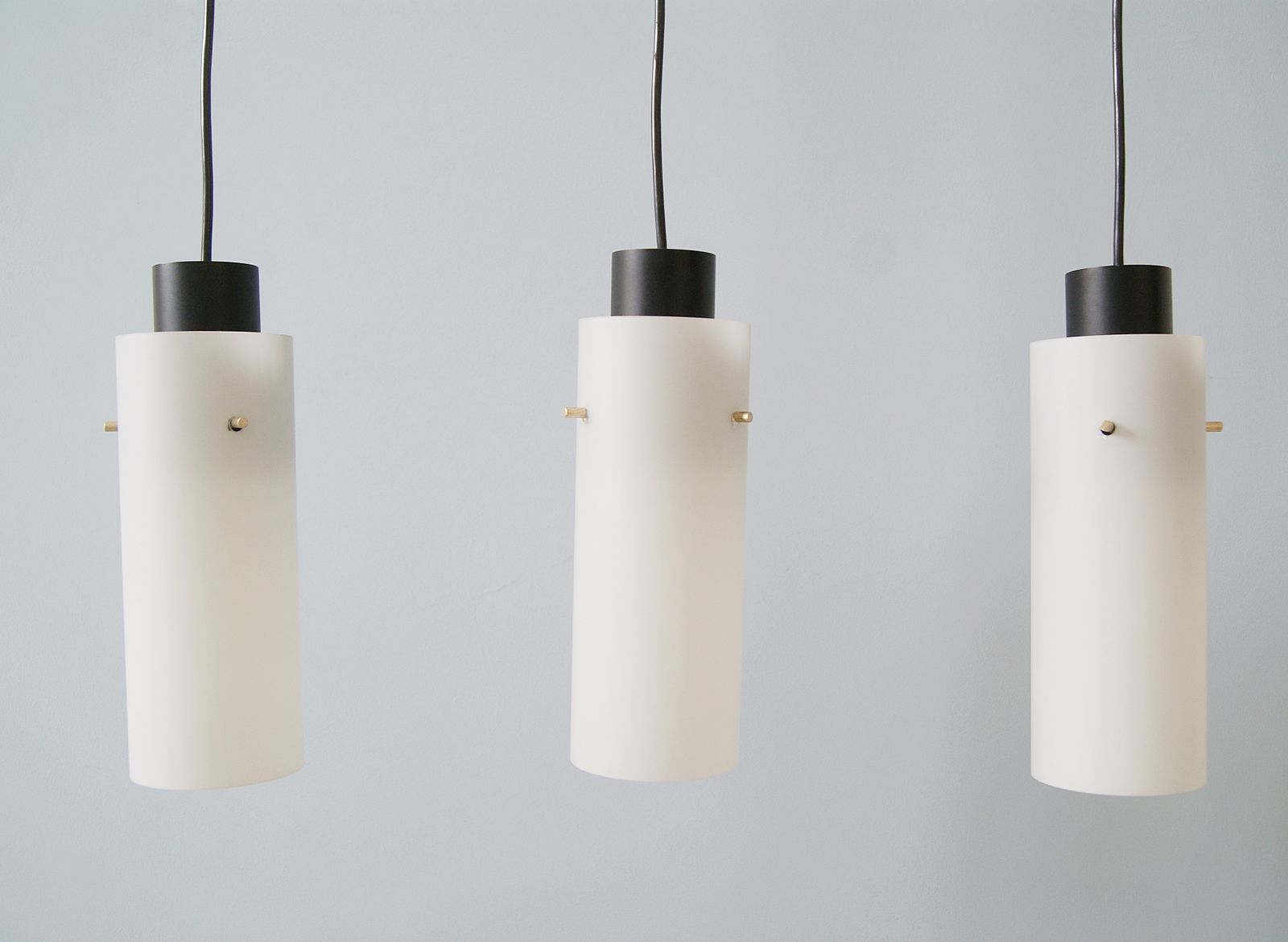 Three Arm Pendant Lamp Made Of Opaline Glass And Metal, Cascade Lamp, Minimalist Lighting photo furniture