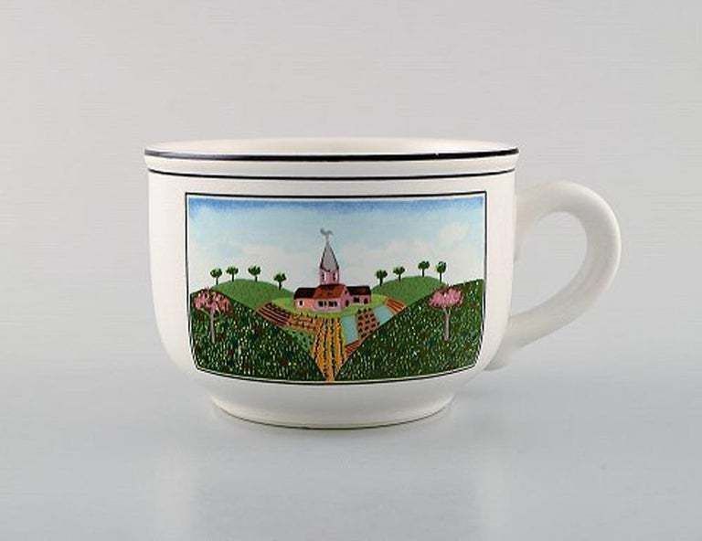 Villeroy & Boch Naif Coffee Service In Porcelain, Set Of 10 Large Cups & Saucers photo Home Decor