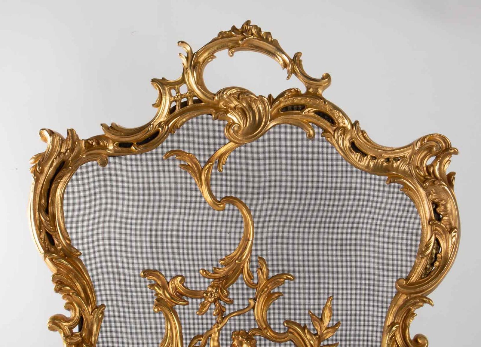 Important Firewall In Golden Brozne Of 19th Century, Epoque Napoleon III photo for sale