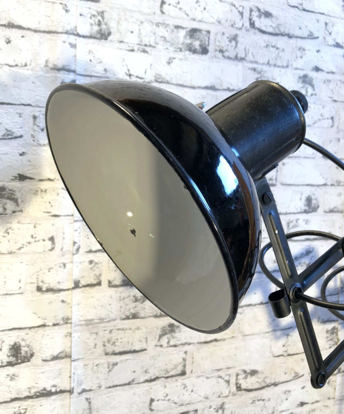 Vintage Industrial Black Enamel Scissor Wall Lamp, 1950s , 4x photo 249.0