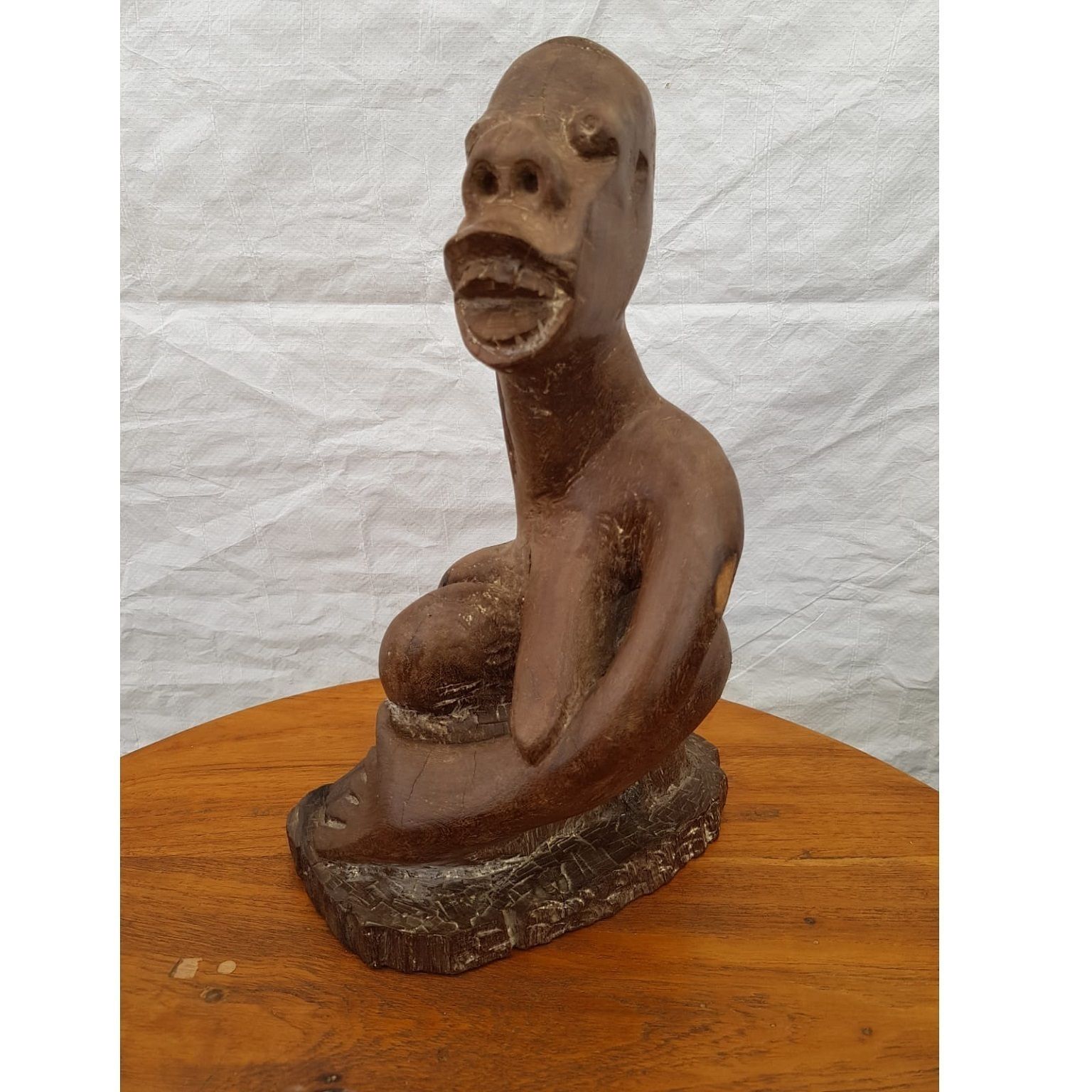 African Tribal Carved Wooden Figure Of Naked Lady By G. Tandi, Circa 1960s photo 525.0