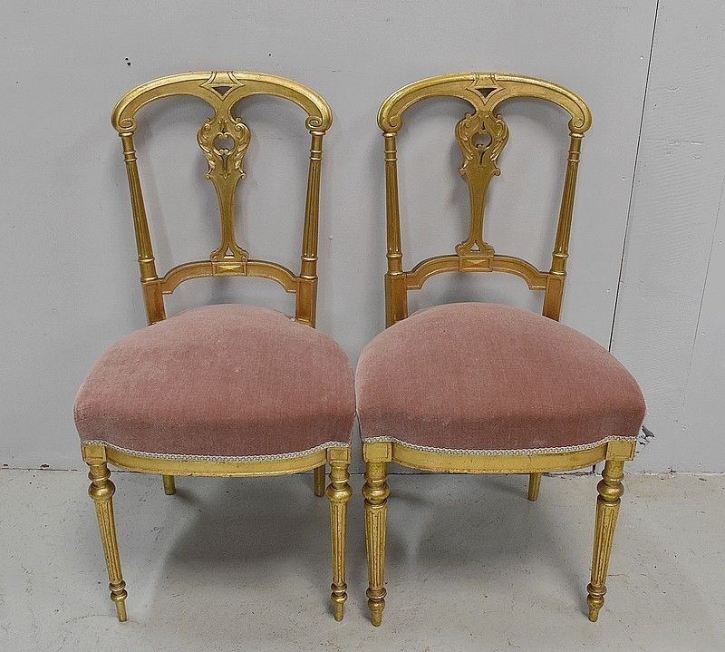 Pair Of Golden Wood Chairs Napoleon III, 2nd Part Of The 19th photo Furniture