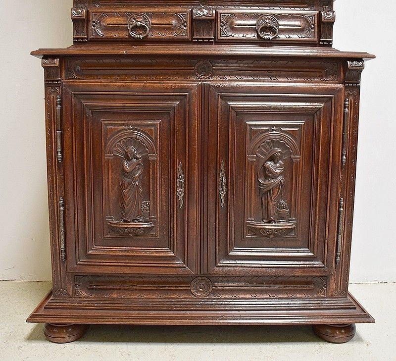 photo furniture Gothic Sideboard Two Corps Gothic Solid Walnut, Nineteenth