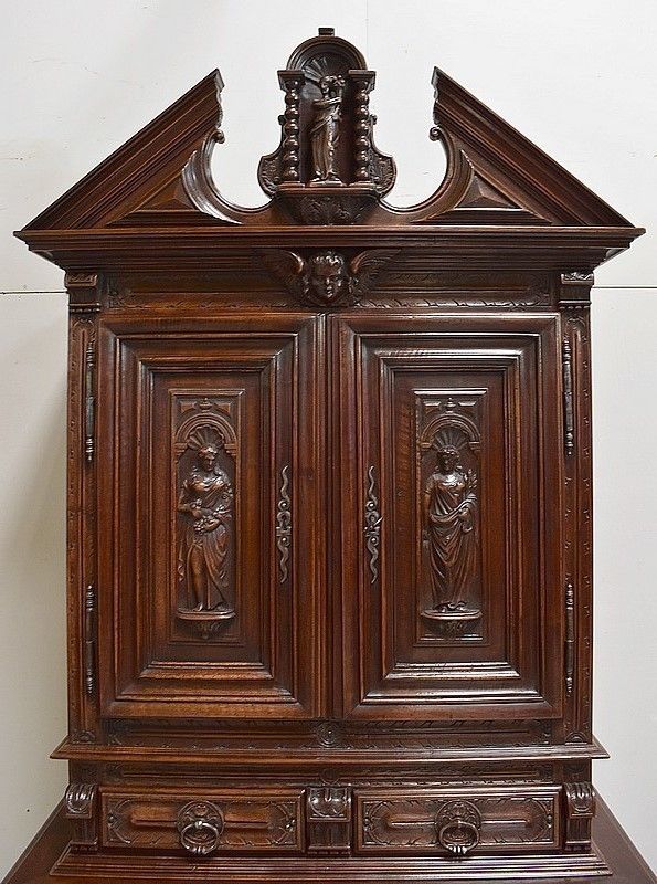 photo buy Gothic Sideboard Two Corps Gothic Solid Walnut, Nineteenth