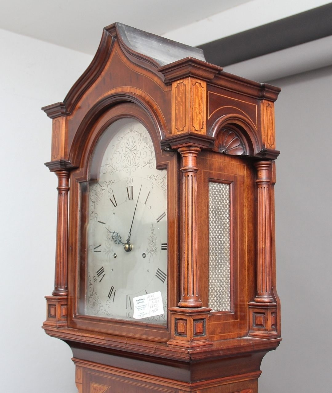 photo for sale Early 20th Century Inlaid Mahogany Longcase Clock