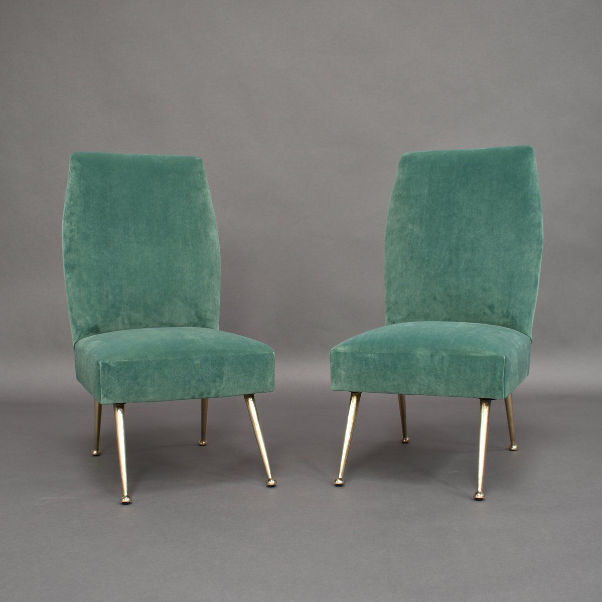 Italian Velvet Side Chairs By Gigi Radice For Minotti, 1950s, Set Of 2 photo vinterior