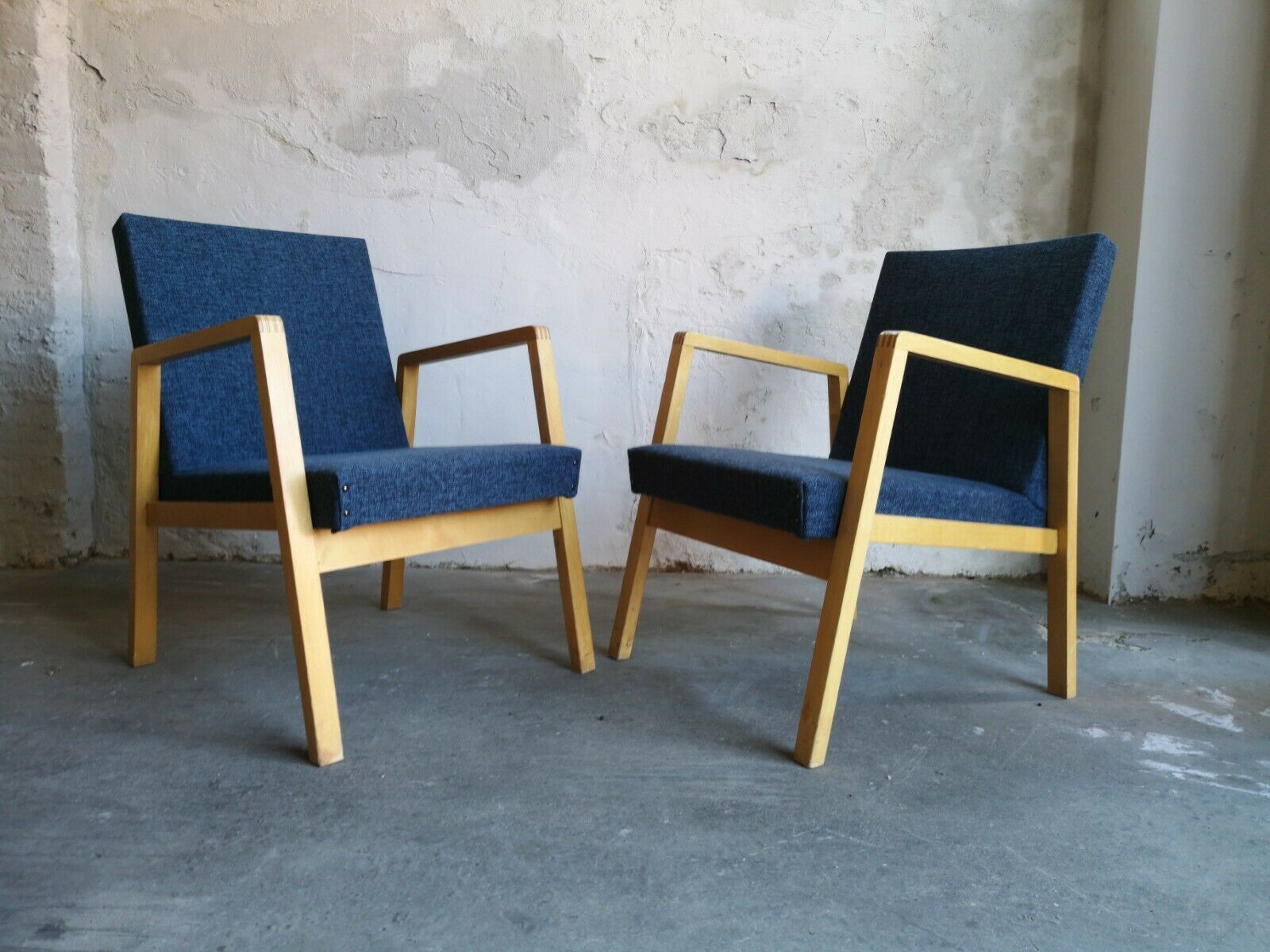 A Vintage Pair Of Alvar Aalto 54/404 Padded Hallway Armchairs