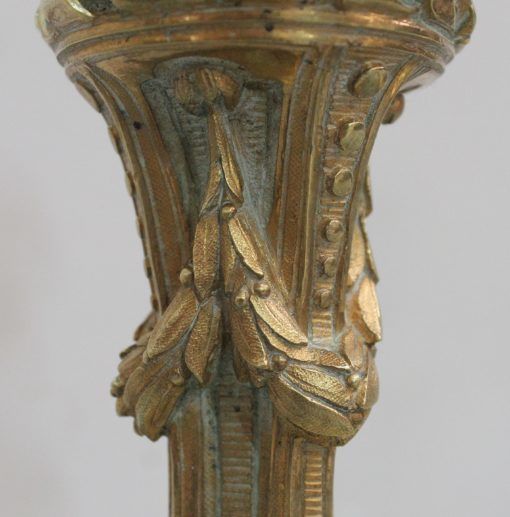 Pair Of Golden Bronze Flambeaux, Louis XVI Style , Nineteenth photo vintage
