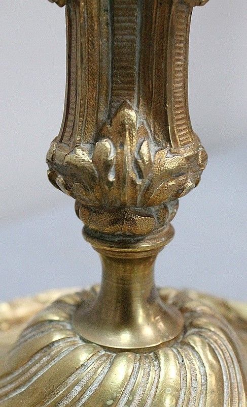 photo furniture Pair Of Golden Bronze Flambeaux, Louis XVI Style , Nineteenth