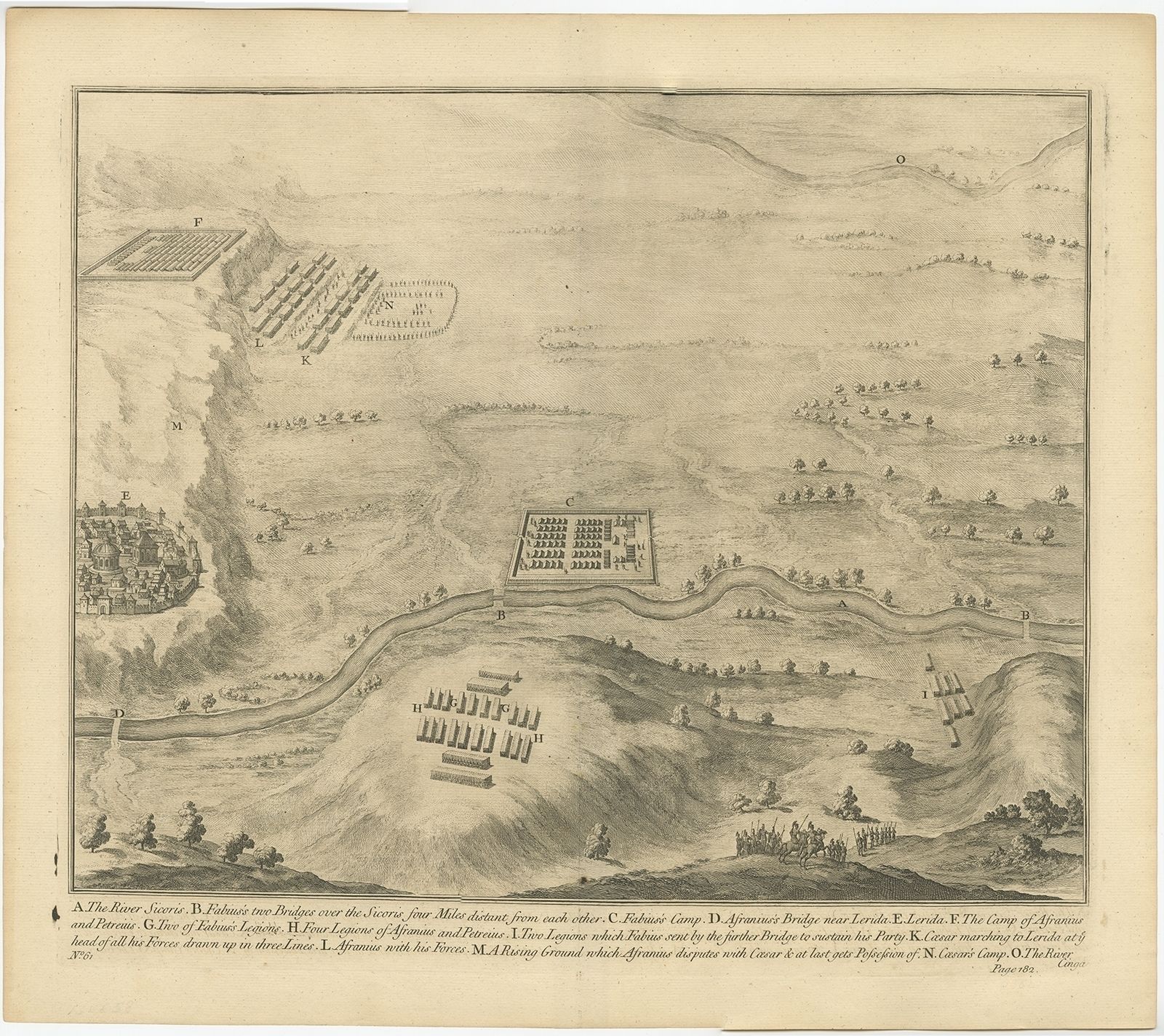 No. 61 Antique Print Of The River Sicoris By Duncan (C.1753)