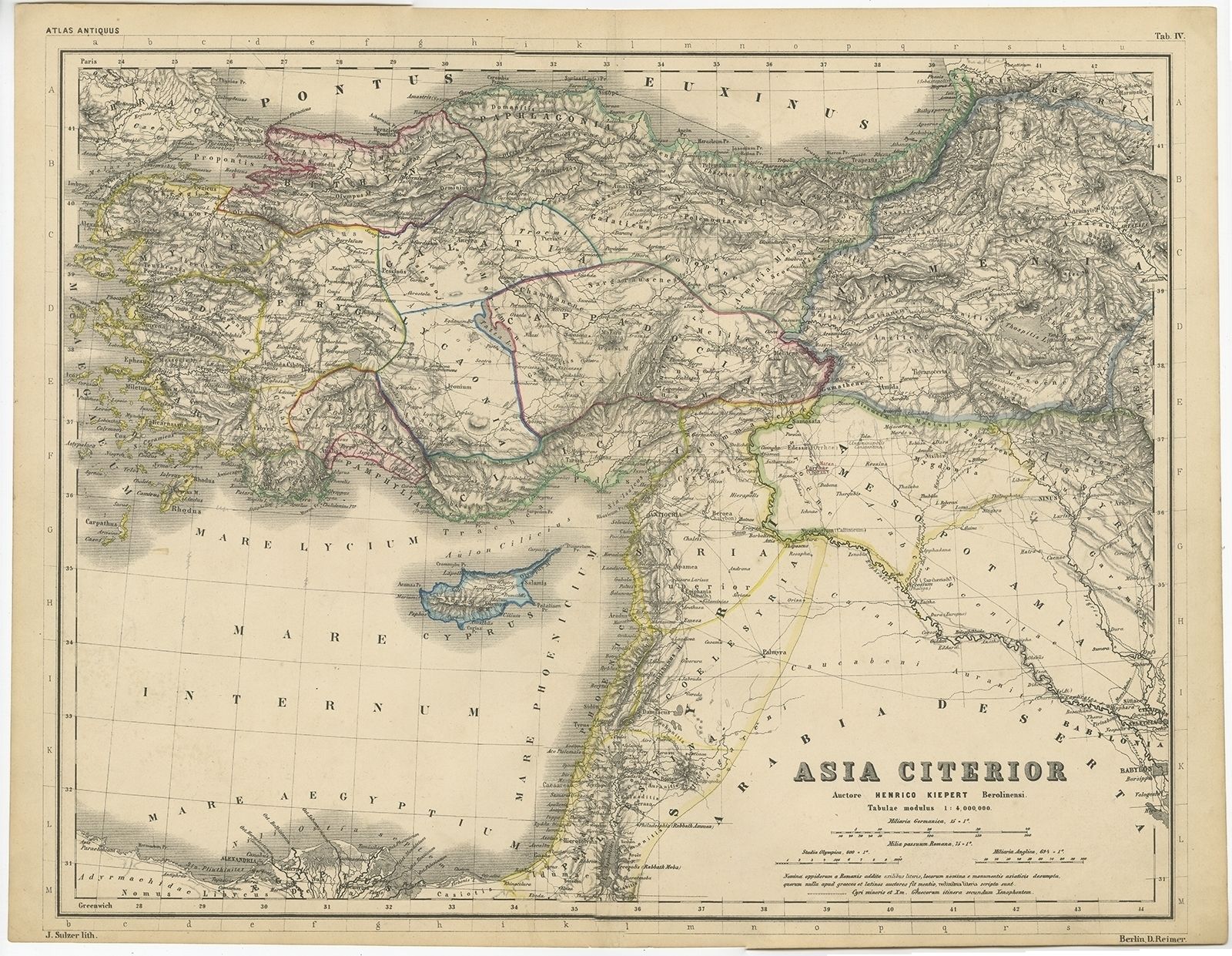Antique Map Of The Middle East By Kiepert (C.1870)