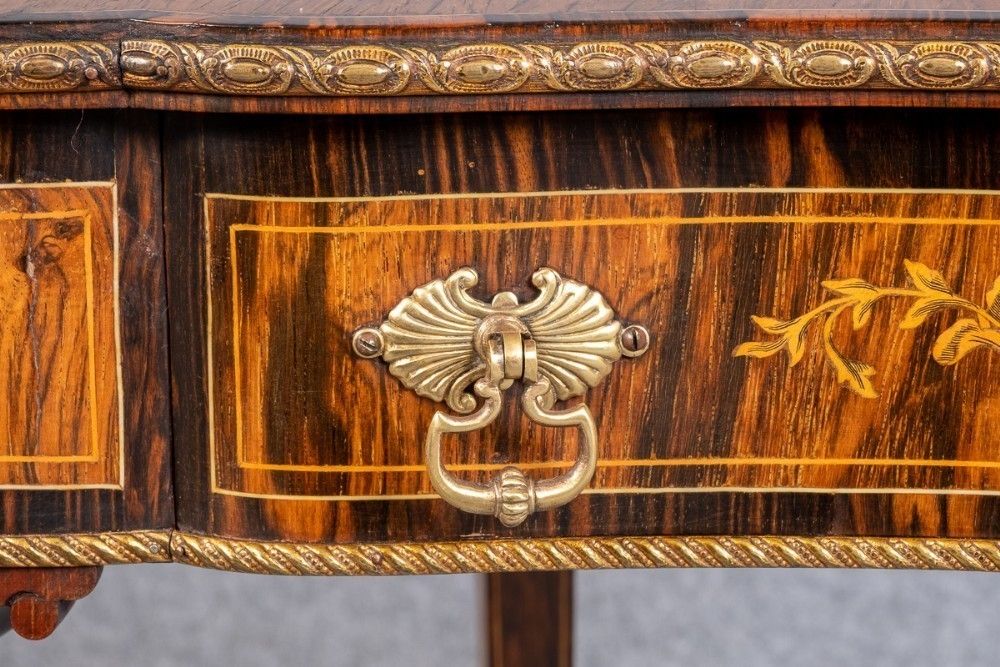 Fine Rosewood & Inlaid Kidney Shaped Writing Table photo Furniture