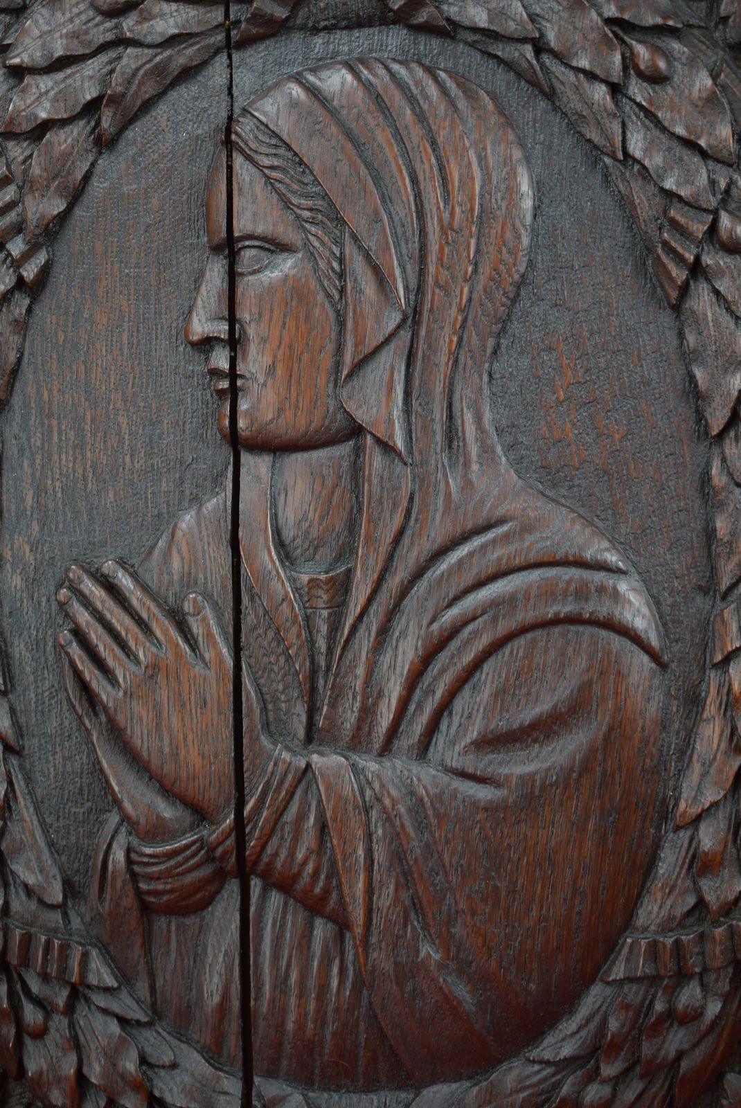 17th.C Virgin Mary Wood Carving Door photo Home Fixtures