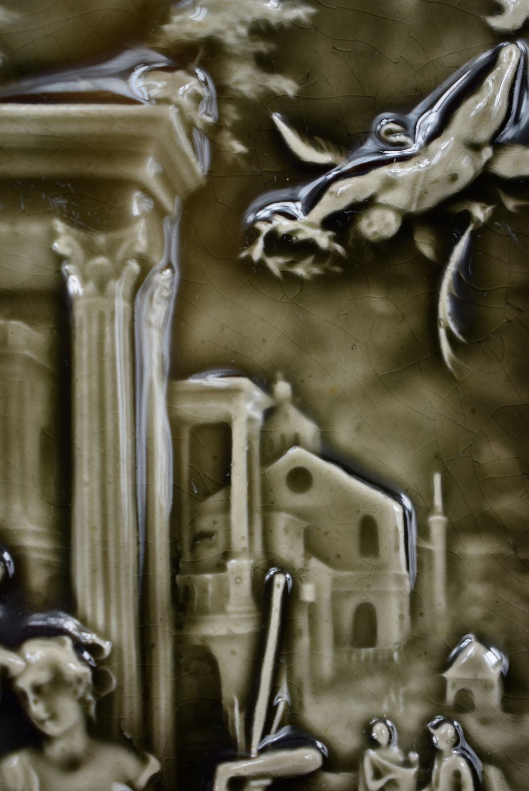 photo vinterior Choisy Le Roi Cobalt Blue Large Wall Plate Of Mythology Venus & Aeneas