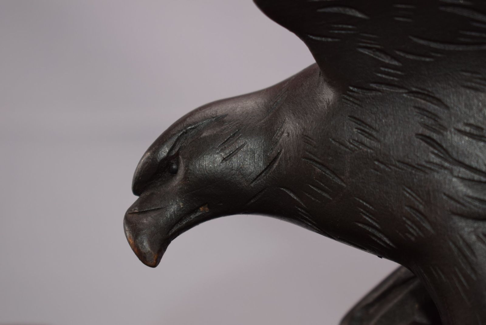 Home Decor Black Forest Hand Carved Wood Eagle Double Inkwell Ink Stand photo