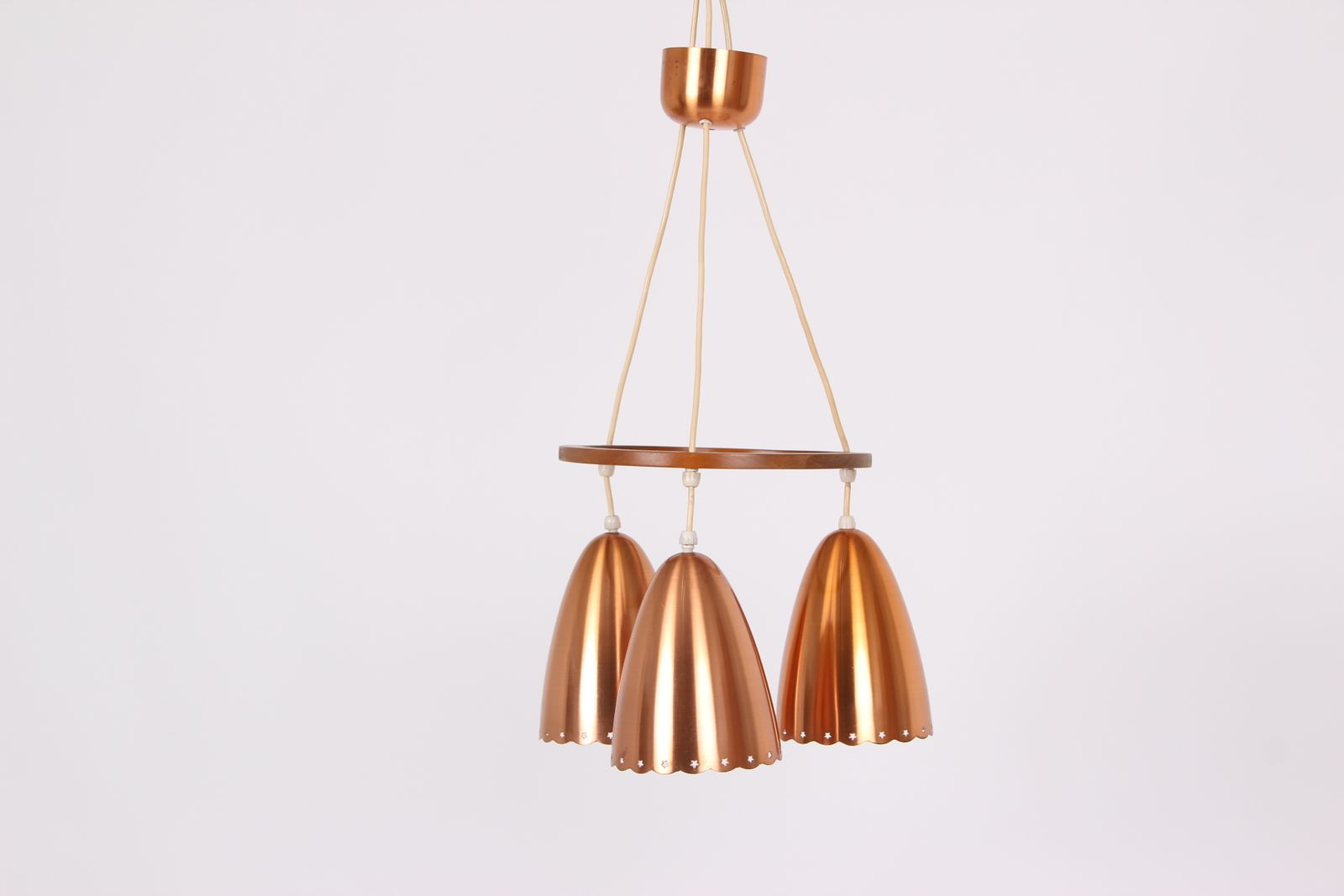 Danish Copper Lamp With 3 Schreens. 1950s Design