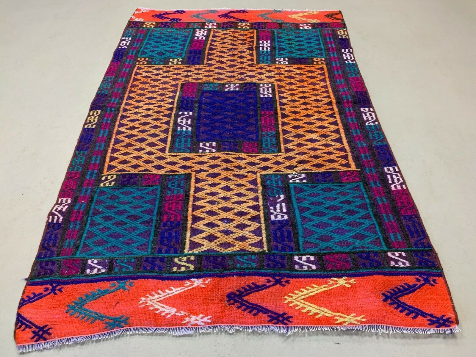 Old Turkish Moroccan Kilim Rug 150x102cm Shabby Vintage Colourful Kelim  Medium